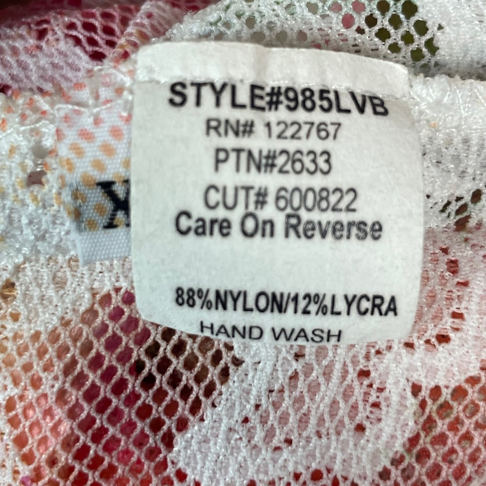 David Cline XL Beaded Lace Floral Resort Long Sleeve Lace Sheer Top Yellow Pink - Picture 5 of 10